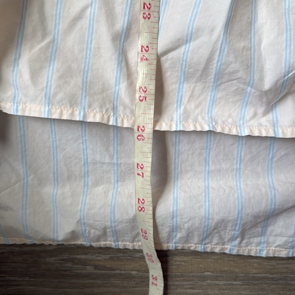 FRAME Ruffle Cuff Cotton Shirt In Light Pink Multi XS - Picture 12 of 14